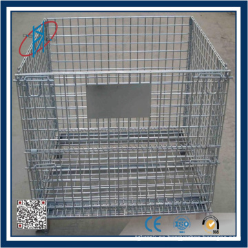 Plegable galvanizado y en polvo recubierto de metal Wire Mesh Container